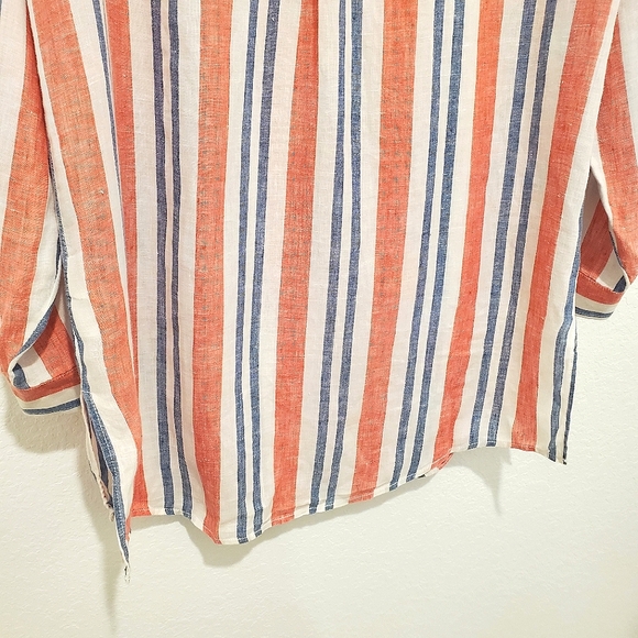 ARTISAN NY | 100% Linen Long Sleeve Striped Button Down Shirt Size M - Picture 6 of 12
